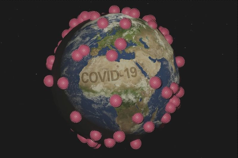 covid virus on earth surface